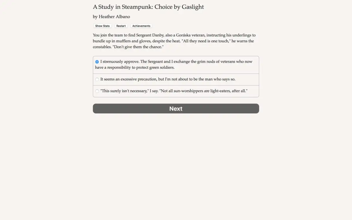 A Study in Steampunk: Choice by Gaslight