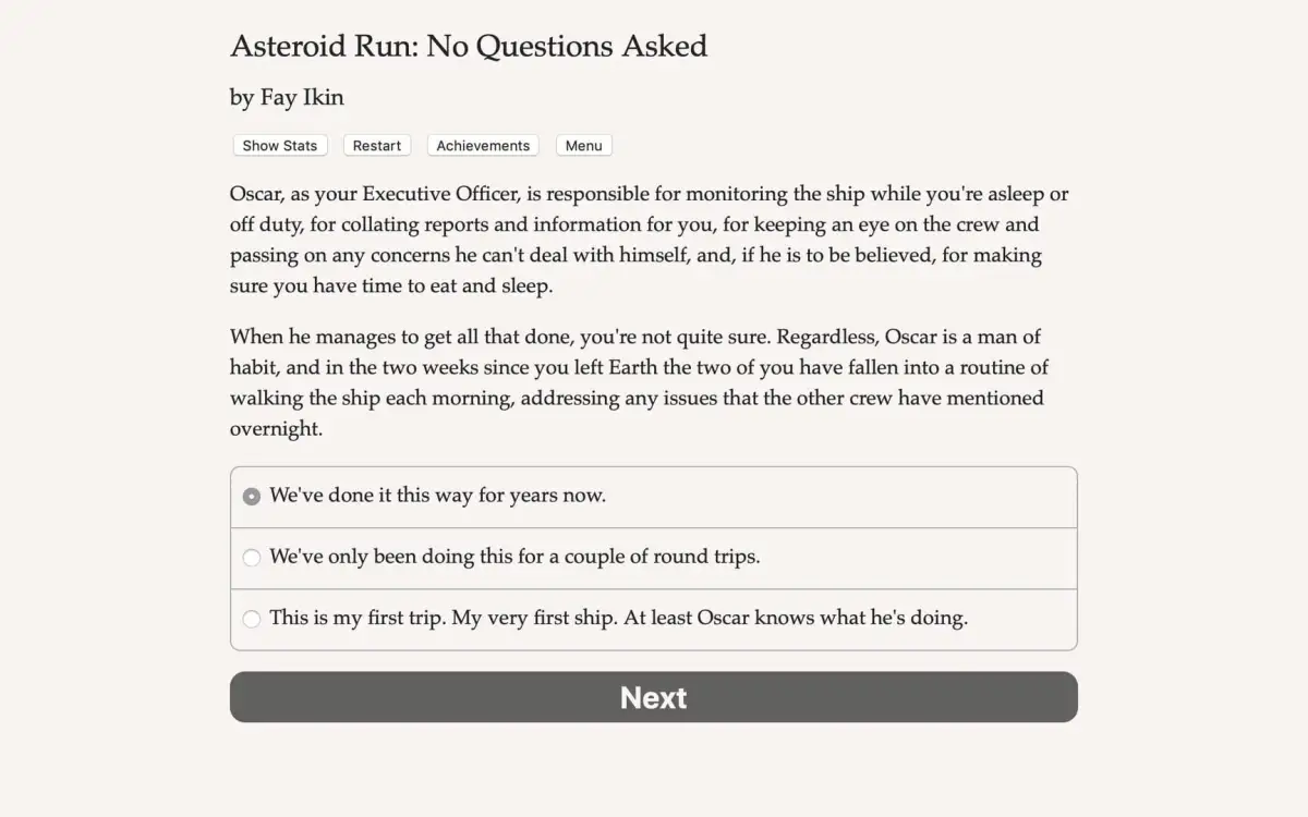 Asteroid Run: No Questions Asked