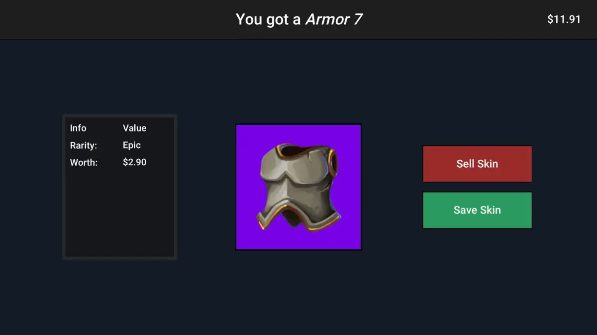 Case Simulator Weapons and Armors
