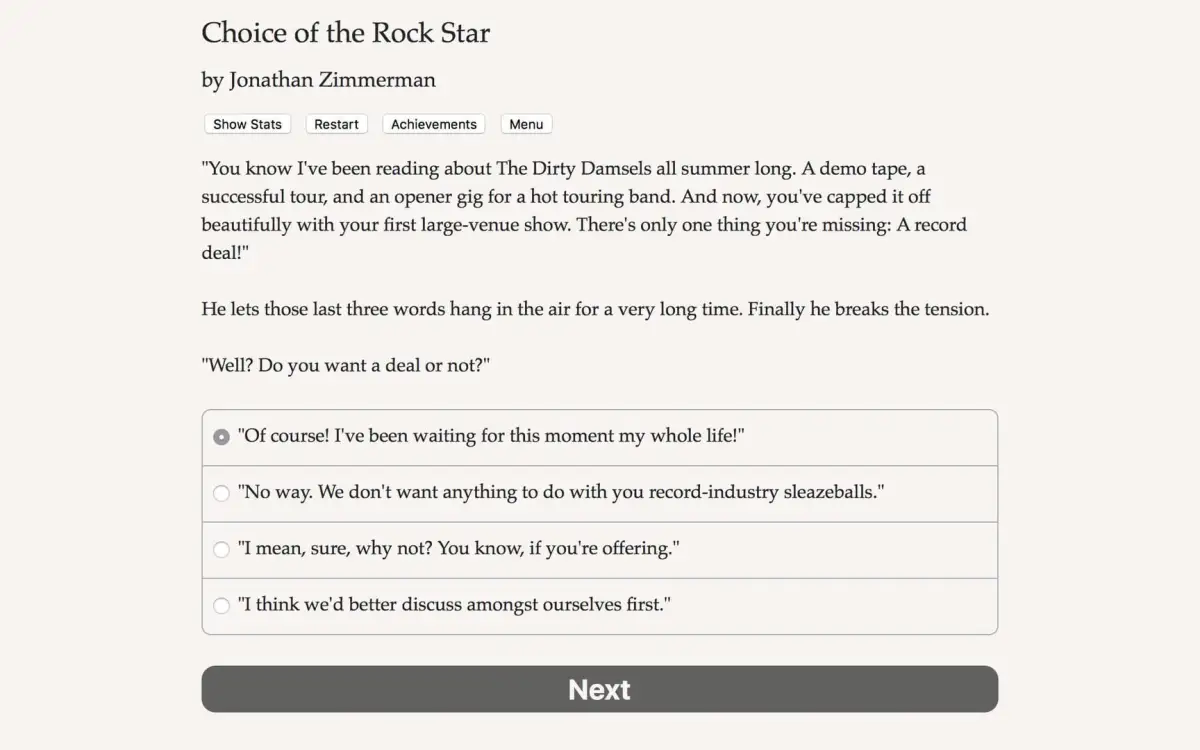 Choice of the Rock Star