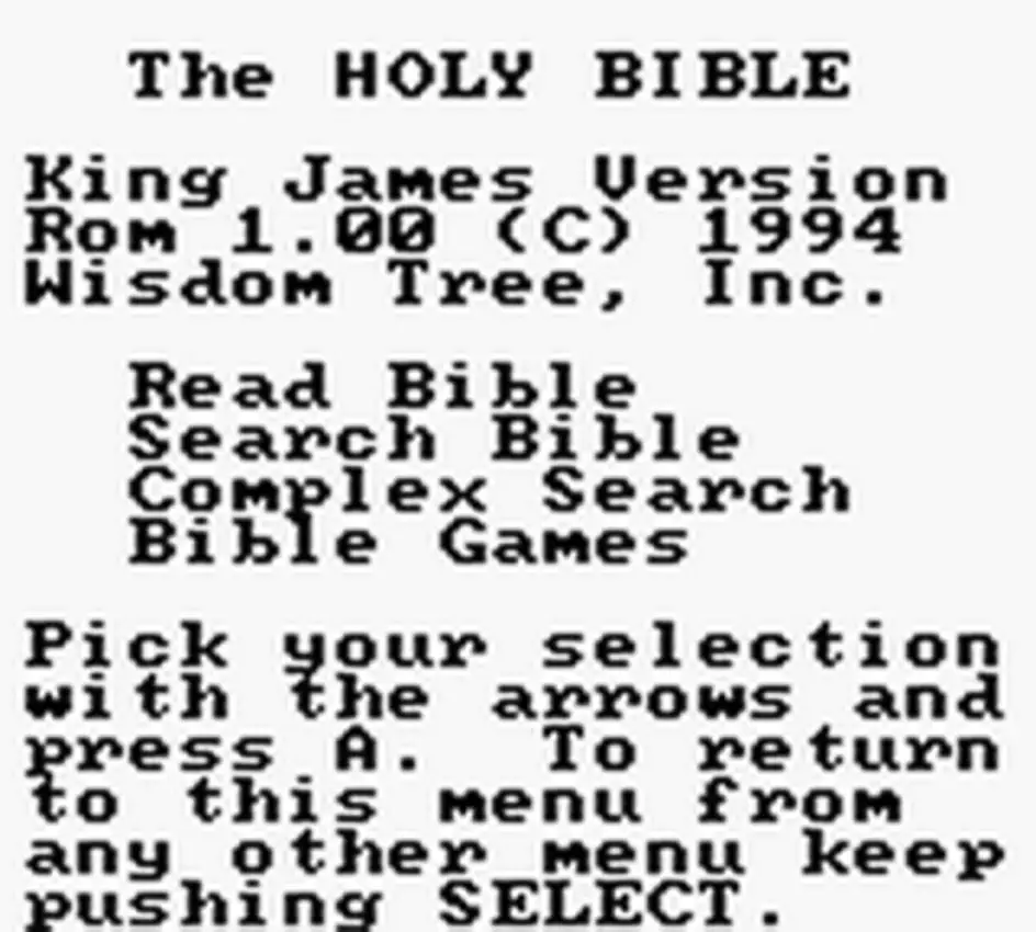 King James Bible for Use on Game Boy