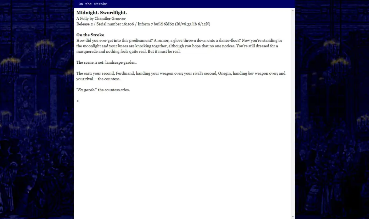 Midnight. Swordfight.