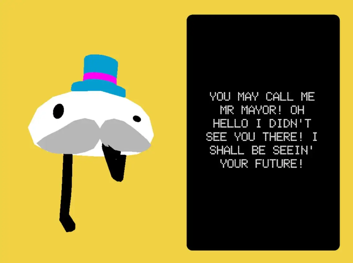 Mr Mayor Tells Your Fortune Recounts a Story and Offers You Snacks