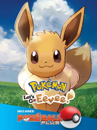 Portada oficial del videojuego Pokémon: Let’s Go, Eevee! + Poké Ball Plus Pack