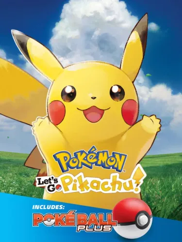 Portada oficial del videojuego Pokémon: Let’s Go, Pikachu! + Poké Ball Plus Pack