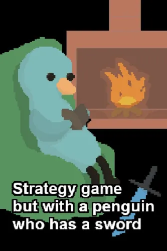 Portada de Strategy Game but With a Penguin Who Has a Sword