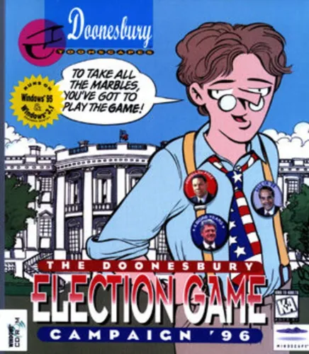 Portada oficial del videojuego The Doonesbury Election Game Campaign ’96