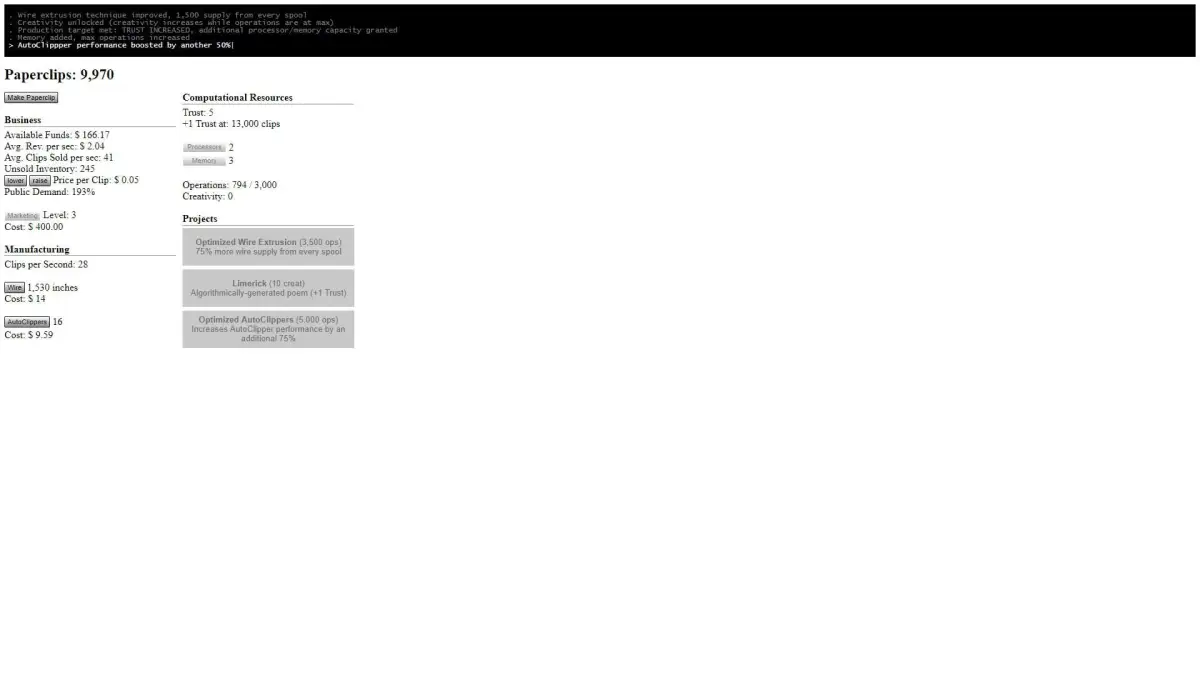 Universal Paperclips