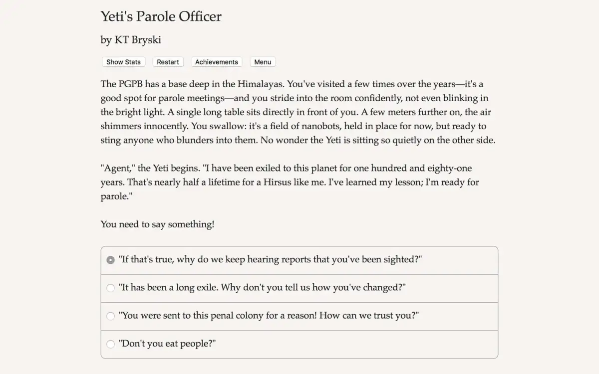 Yeti’s Parole Officer